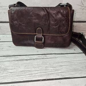 Jack Georges Voyager Olivia Buffalo Leather Flap-Over Crossbody Bag Brown